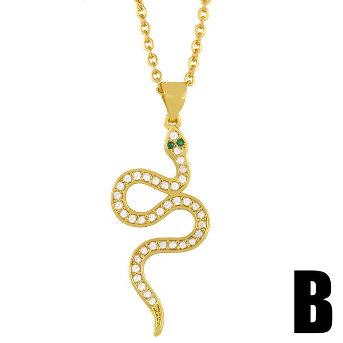 Wholesale Copper Zircon Snake Necklaces JDC-NE-AS400 Necklaces 翱升 B Wholesale Jewelry JoyasDeChina Joyas De China