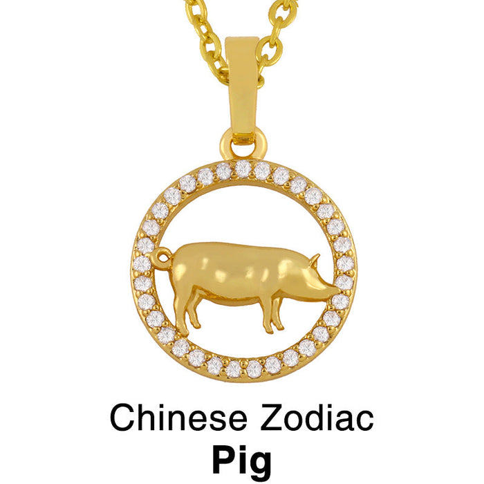 Wholesale Copper Zircon Snake Necklaces JDC-NE-AS401 Necklaces 翱升 Pig Wholesale Jewelry JoyasDeChina Joyas De China