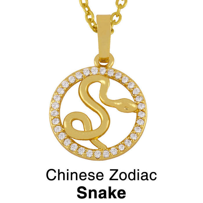 Wholesale Copper Zircon Snake Necklaces JDC-NE-AS401 Necklaces 翱升 Snake Wholesale Jewelry JoyasDeChina Joyas De China