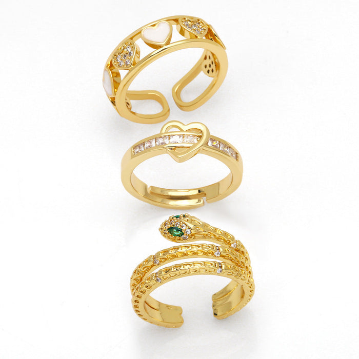 Wholesale Copper Zircon Snake Rings JDC-RS-AS409 Rings 翱升 Wholesale Jewelry JoyasDeChina Joyas De China