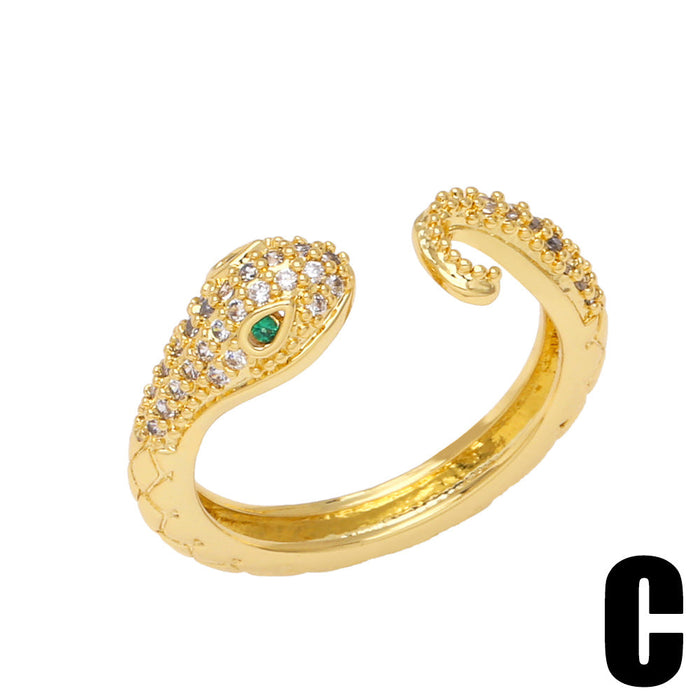 Wholesale Copper Zircon Snake Rings JDC-RS-AS412 Rings 翱升 Wholesale Jewelry JoyasDeChina Joyas De China