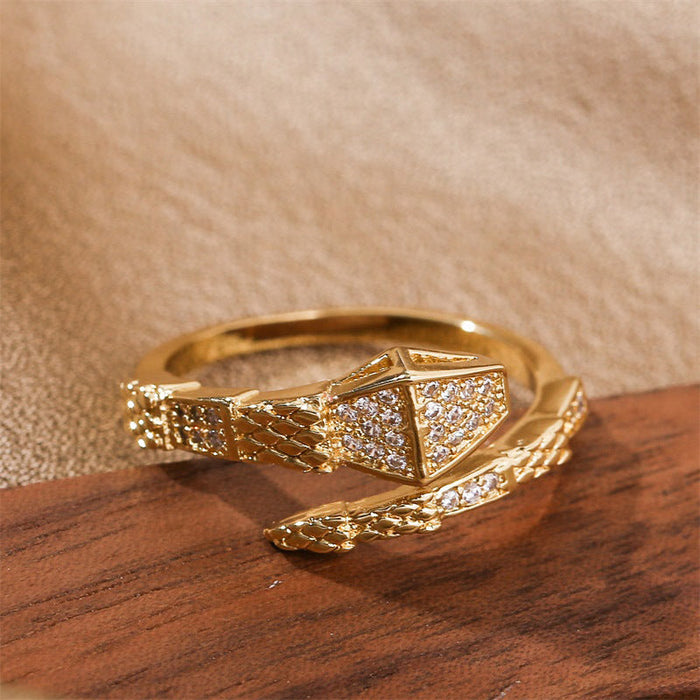 Wholesale Copper Zircon Snake Rings JDC-RS-Yuet004 Rings 跃腾 Wholesale Jewelry JoyasDeChina Joyas De China