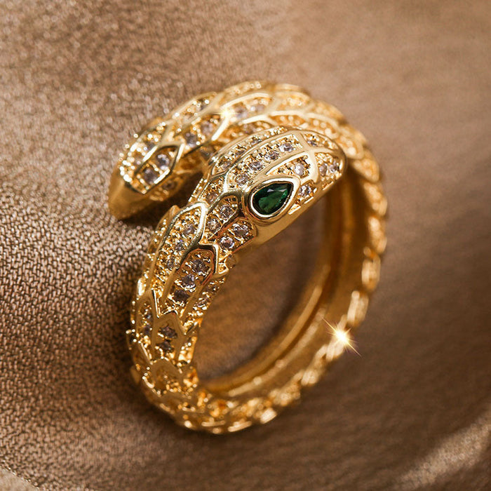 Wholesale Copper Zircon Snake Rings JDC-RS-Yuet006 Rings 跃腾 gold adjustable Wholesale Jewelry JoyasDeChina Joyas De China