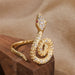 Wholesale Copper Zircon Snake Rings JDC-RS-Yuet007 Rings 跃腾 gold adjustable Wholesale Jewelry JoyasDeChina Joyas De China