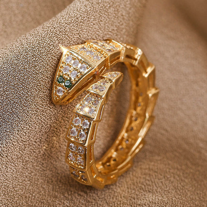 Wholesale Copper Zircon Snake Rings JDC-RS-Yuet013 Rings 跃腾 gold adjustable Wholesale Jewelry JoyasDeChina Joyas De China