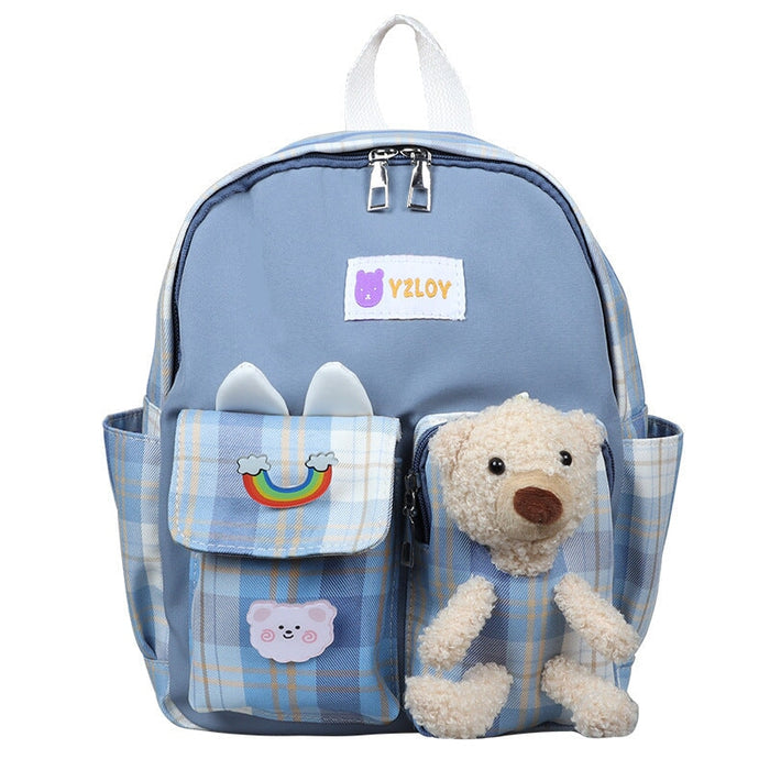 Wholesale cotton bear plaid bag JDC-BP-GSHN027 Backpack Bags 浩纳 blue Wholesale Jewelry JoyasDeChina Joyas De China