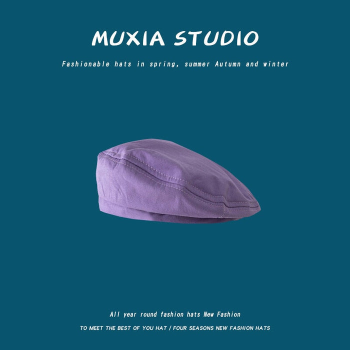 Wholesale Cotton Beret Thin Octagon Hat JDC-FH-Muxia010 Fashionhat 沐夏 purple M(56-58cm) Wholesale Jewelry JoyasDeChina Joyas De China