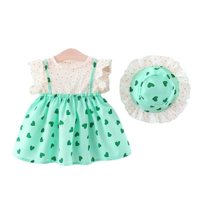 Wholesale Cotton Girls Flower Matching Love Dress With Hat JDC-BC-YiBei001 Baby clothes 熠贝 Wholesale Jewelry JoyasDeChina Joyas De China