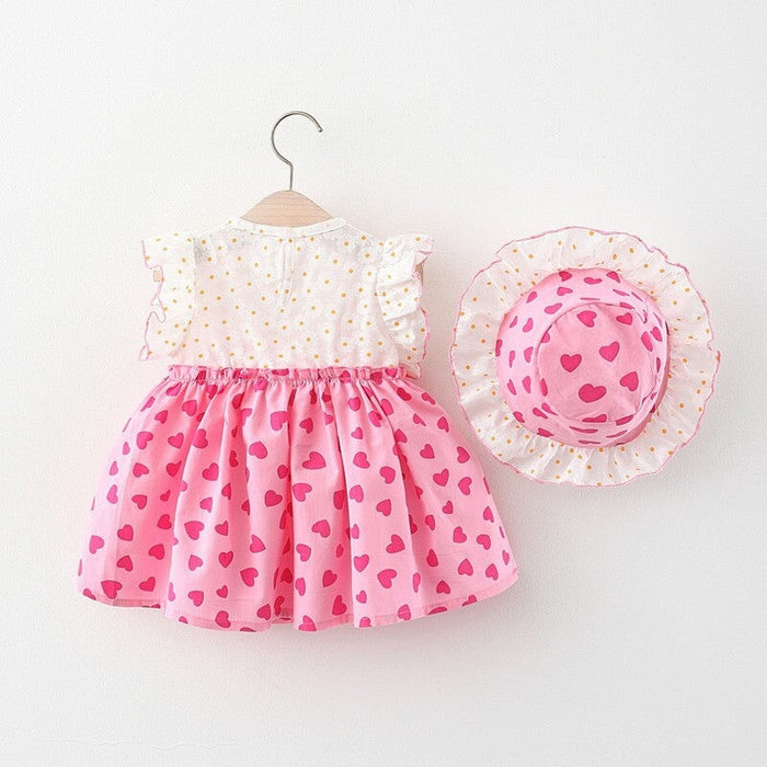 Wholesale Cotton Girls Flower Matching Love Dress With Hat JDC-BC-YiBei001 Baby clothes 熠贝 Wholesale Jewelry JoyasDeChina Joyas De China