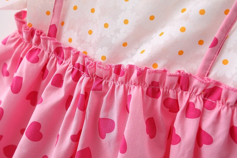 Wholesale Cotton Girls Flower Matching Love Dress With Hat JDC-BC-YiBei001 Baby clothes 熠贝 Wholesale Jewelry JoyasDeChina Joyas De China