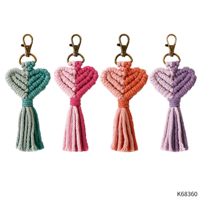 Wholesale Cotton String Zinc Alloy Heart Tassel Keychain JDC-KC-JM001 Keychains 杰米 Wholesale Jewelry JoyasDeChina Joyas De China