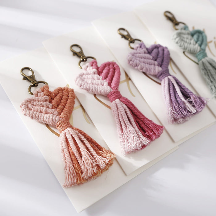 Wholesale Cotton String Zinc Alloy Heart Tassel Keychain JDC-KC-JM001 Keychains 杰米 Wholesale Jewelry JoyasDeChina Joyas De China
