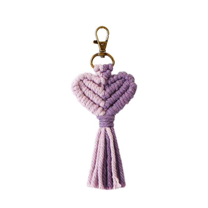 Wholesale Cotton String Zinc Alloy Heart Tassel Keychain JDC-KC-JM001 Keychains 杰米 purple K68360 Wholesale Jewelry JoyasDeChina Joyas De China