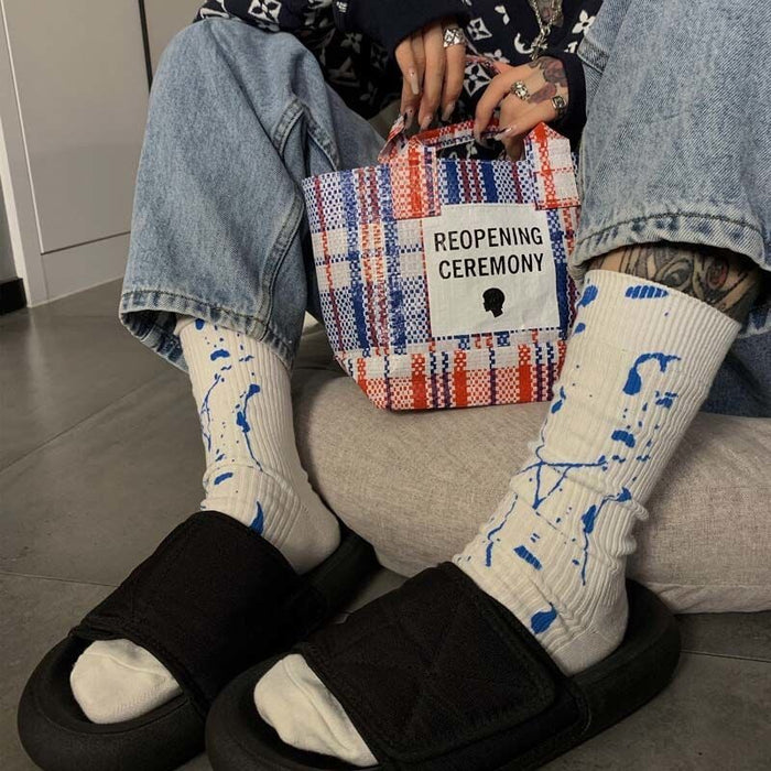 Wholesale Cotton Thin Section Ink Splash Graffiti Couple Socks MOQ≥2 JDC-SK-XiangY001 Sock 翔域 Wholesale Jewelry JoyasDeChina Joyas De China