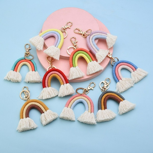 Wholesale Cotton Thread Braided Rainbow Keychain JDC-KC-WS139 Keychains 围颂 Wholesale Jewelry JoyasDeChina Joyas De China
