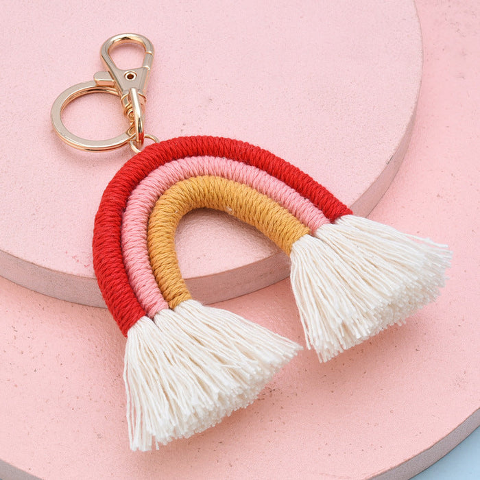 Wholesale Cotton Thread Braided Rainbow Keychain JDC-KC-WS139 Keychains 围颂 red pink Wholesale Jewelry JoyasDeChina Joyas De China