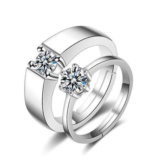 Wholesale couple silver plated Rhinestone ring JDC-RS-YZM008 Rings 伊之美 Wholesale Jewelry JoyasDeChina Joyas De China