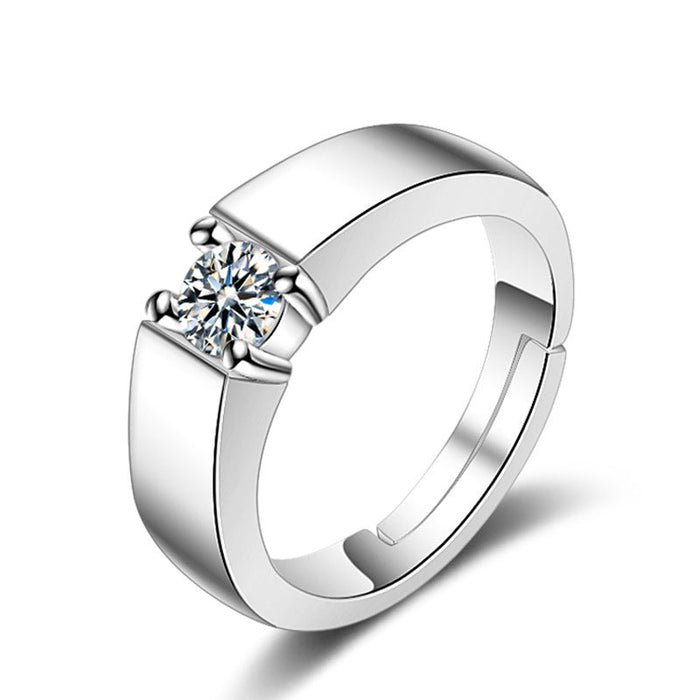 Wholesale couple silver plated Rhinestone ring JDC-RS-YZM008 Rings 伊之美 man adjustable Wholesale Jewelry JoyasDeChina Joyas De China