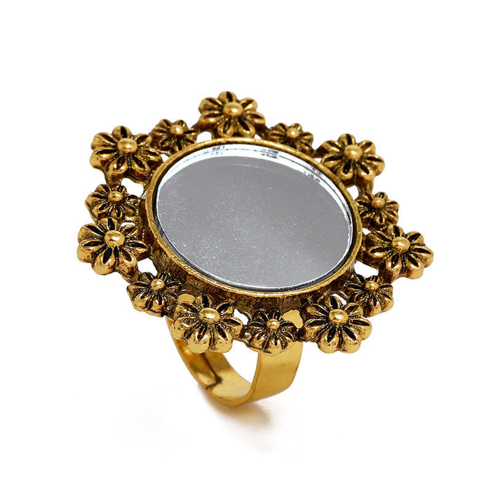 Wholesale court style carved mirror flower ring JDC-RS-KQ026 Rings JoyasDeChina Gujin Opening adjustable Wholesale Jewelry JoyasDeChina Joyas De China