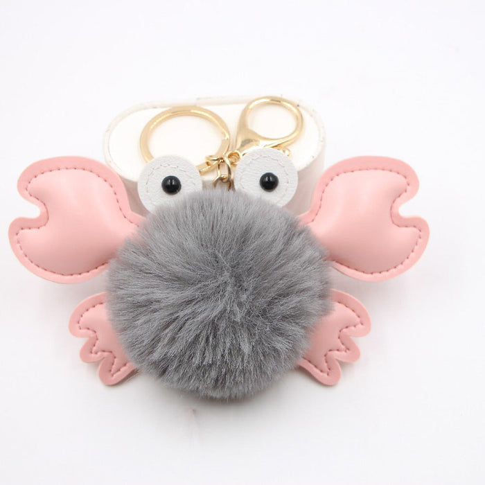 Wholesale crab alloy imitation hair hair ball pendant pom pom keychain JDC-KC-Zuge020 Keychains 祖格 Wholesale Jewelry JoyasDeChina Joyas De China