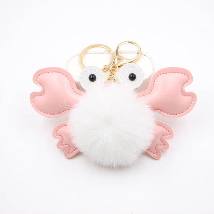 Wholesale crab alloy imitation hair hair ball pendant pom pom keychain JDC-KC-Zuge020 Keychains 祖格 Wholesale Jewelry JoyasDeChina Joyas De China