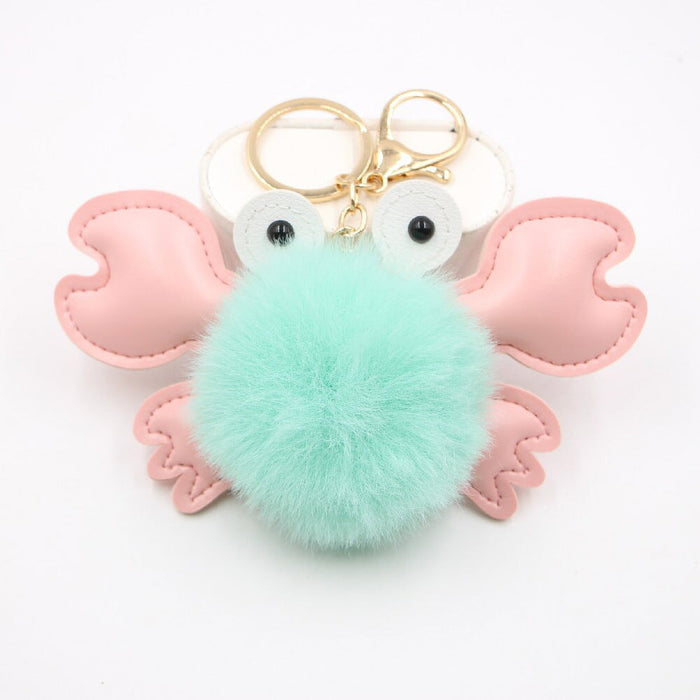 Wholesale crab alloy imitation hair hair ball pendant pom pom keychain JDC-KC-Zuge020 Keychains 祖格 Wholesale Jewelry JoyasDeChina Joyas De China