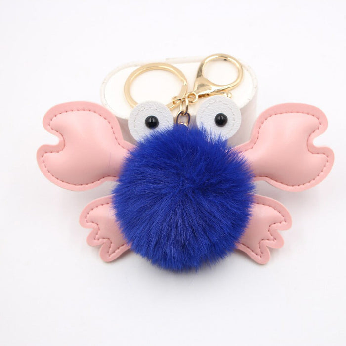 Wholesale crab alloy imitation hair hair ball pendant pom pom keychain JDC-KC-Zuge020 Keychains 祖格 Wholesale Jewelry JoyasDeChina Joyas De China