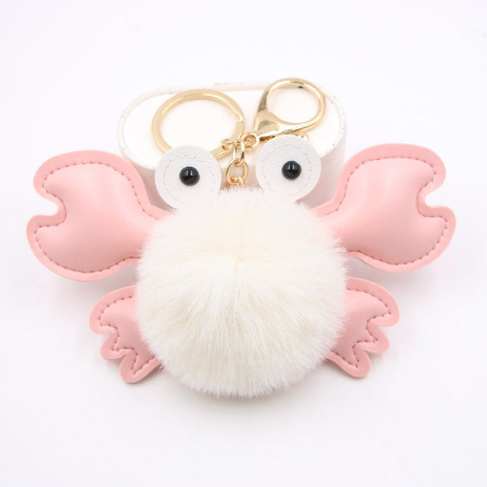 Wholesale crab alloy imitation hair hair ball pendant pom pom keychain JDC-KC-Zuge020 Keychains 祖格 Beige / Wholesale Jewelry JoyasDeChina Joyas De China