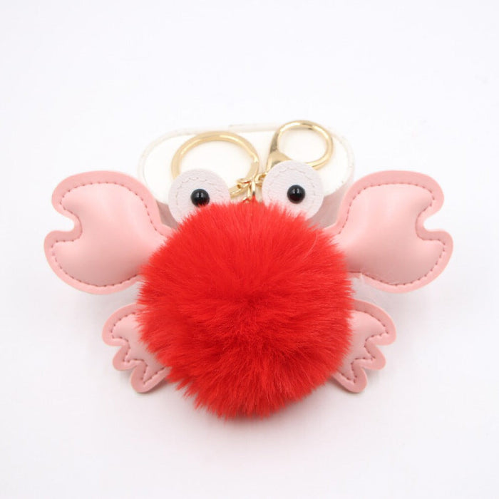 Wholesale crab alloy imitation hair hair ball pendant pom pom keychain JDC-KC-Zuge020 Keychains 祖格 red / Wholesale Jewelry JoyasDeChina Joyas De China