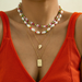 Wholesale creative beach vacation woven Daisy imitation pearl necklace JDC-NE-KJ084 NECKLACE JoyasDeChina Wholesale Jewelry JoyasDeChina Joyas De China