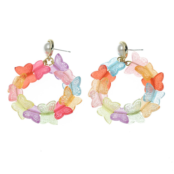 Wholesale creative color acrylic resin Earrings JDC-ES-JQ085 Earrings JoyasDeChina Butterfly (random color) Wholesale Jewelry JoyasDeChina Joyas De China