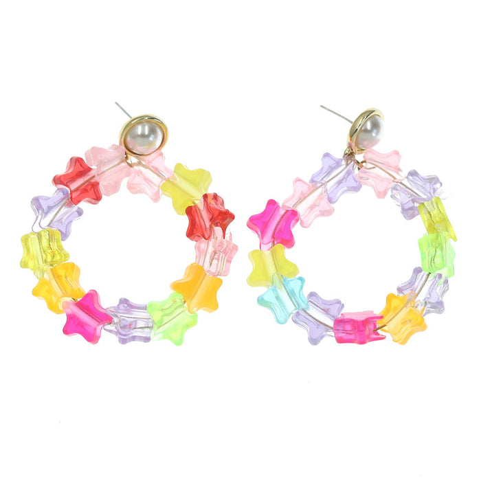 Wholesale creative color acrylic resin Earrings JDC-ES-JQ085 Earrings JoyasDeChina Transparent stars (random color) Wholesale Jewelry JoyasDeChina Joyas De China