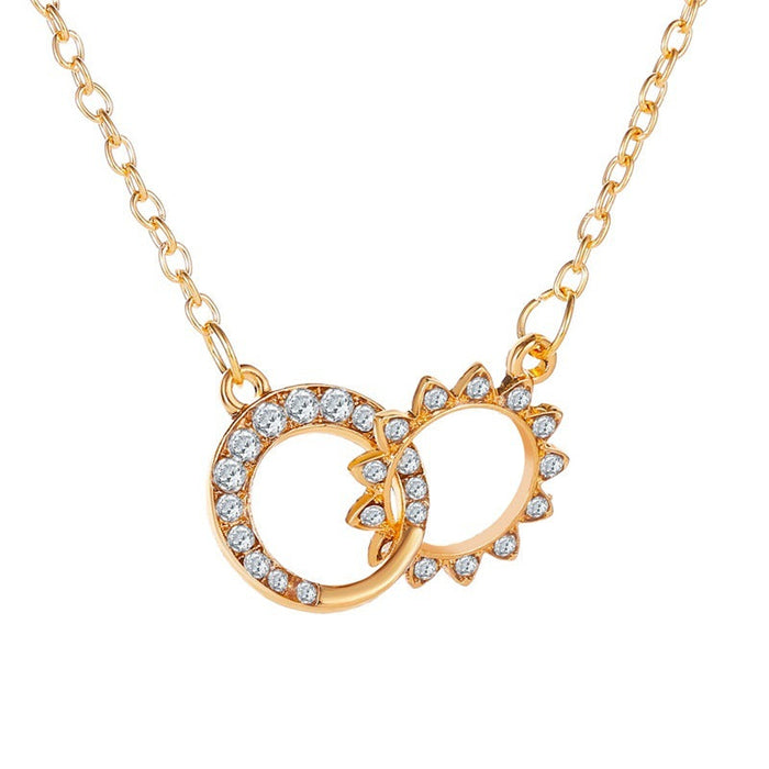 Wholesale creative design double ring necklace JDC-NE-A425 NECKLACE JoyasDeChina 01kc gold 0845 Wholesale Jewelry JoyasDeChina Joyas De China