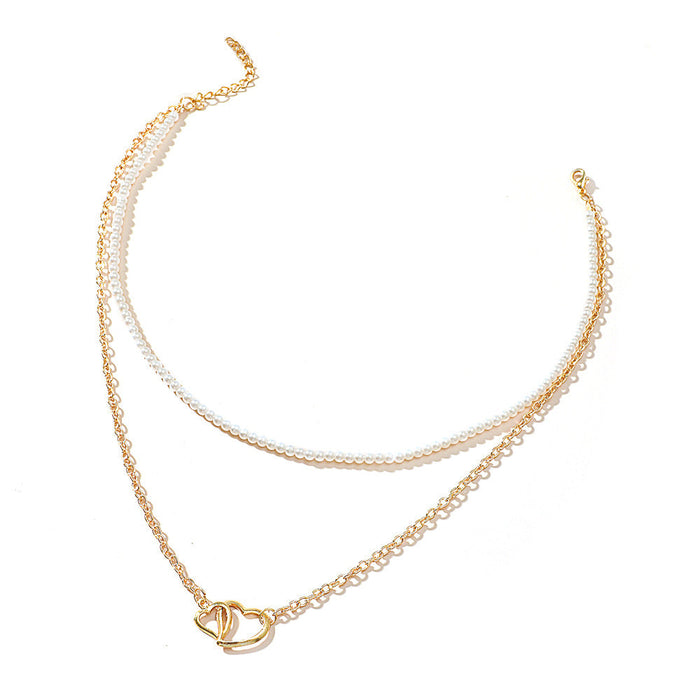 Wholesale creative double layer Pearl Pendant Necklace JDC-NE-A422 NECKLACE JoyasDeChina 01kc gold Wholesale Jewelry JoyasDeChina Joyas De China