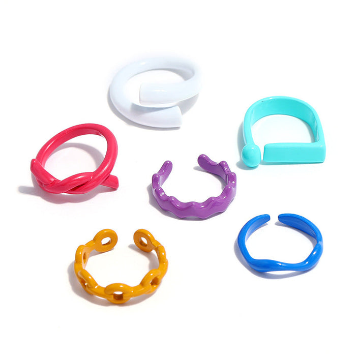 Wholesale creative exaggerated geometry 6-Piece ring set JDC-RS-KQ031 Rings JoyasDeChina color Adjustable opening Wholesale Jewelry JoyasDeChina Joyas De China