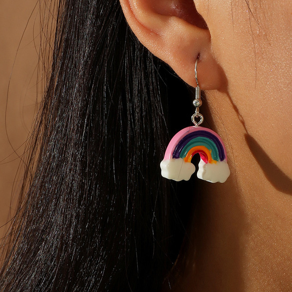 Wholesale creative hand made resin cloud rainbow children's fun cartoon Earrings JDC-ES-E265 Earrings JoyasDeChina Wholesale Jewelry JoyasDeChina Joyas De China