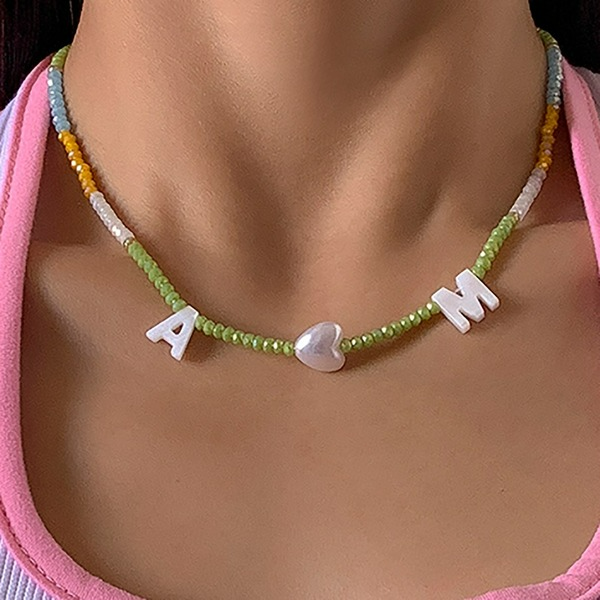 Wholesale creative shell letter imitation pearl string necklace JDC-NE-KJ092 NECKLACE JoyasDeChina Wholesale Jewelry JoyasDeChina Joyas De China