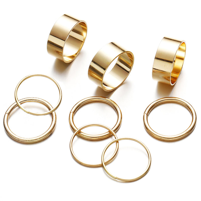 Wholesale creative simple fashion alloy rings 9 piece set JDC-RS-F588 Rings JoyasDeChina gold GFM04-01 Wholesale Jewelry JoyasDeChina Joyas De China