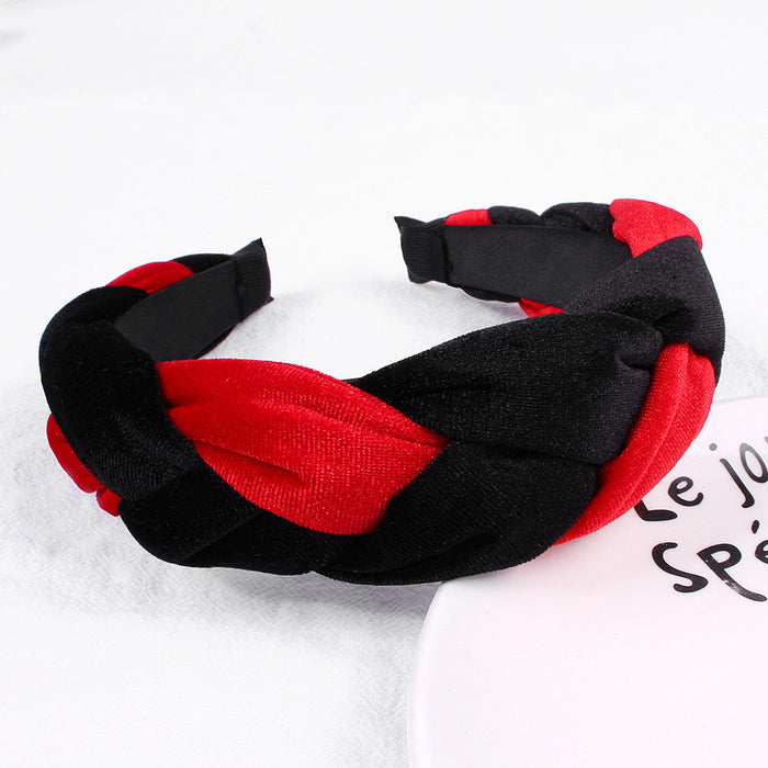 Wholesale cross flannel fabric braided headband JDC-HD-GSQY009 Headband JoyasDeChina E8 black+red fabric Wholesale Jewelry JoyasDeChina Joyas De China