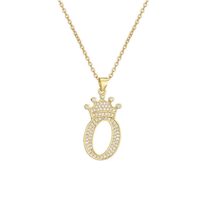 Bulk Jewelry Wholesale Crown English letter pendant necklace JDC-ag100 Wholesale factory from China YIWU China