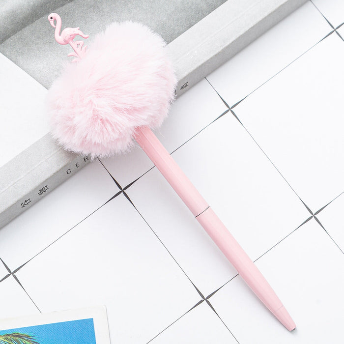 Wholesale crown metal ball hair ball pen JDC-BP-Huah001 Ballpoint Pen 华豪 Pink flamingos 1 Wholesale Jewelry JoyasDeChina Joyas De China