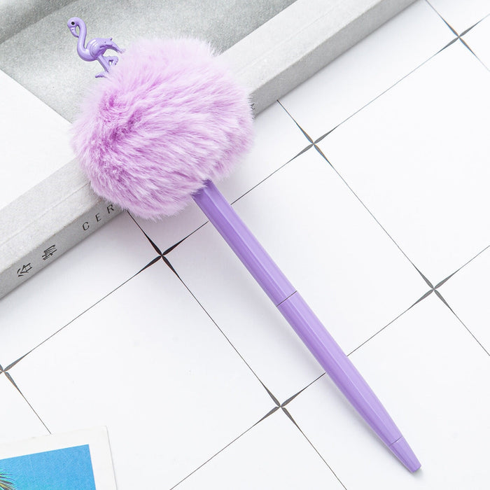 Wholesale crown metal ball hair ball pen JDC-BP-Huah001 Ballpoint Pen 华豪 Purple Flamingo 1 Wholesale Jewelry JoyasDeChina Joyas De China