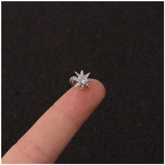 Wholesale Crown stainless steel flat-bottom pierced stud earrings MOQ≥2 JDC-ES-Henst009 Piercings 亨森 Wholesale Jewelry JoyasDeChina Joyas De China