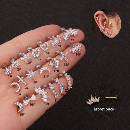 Wholesale Crown stainless steel flat-bottom pierced stud earrings MOQ≥2 JDC-ES-Henst009 Piercings 亨森 Wholesale Jewelry JoyasDeChina Joyas De China