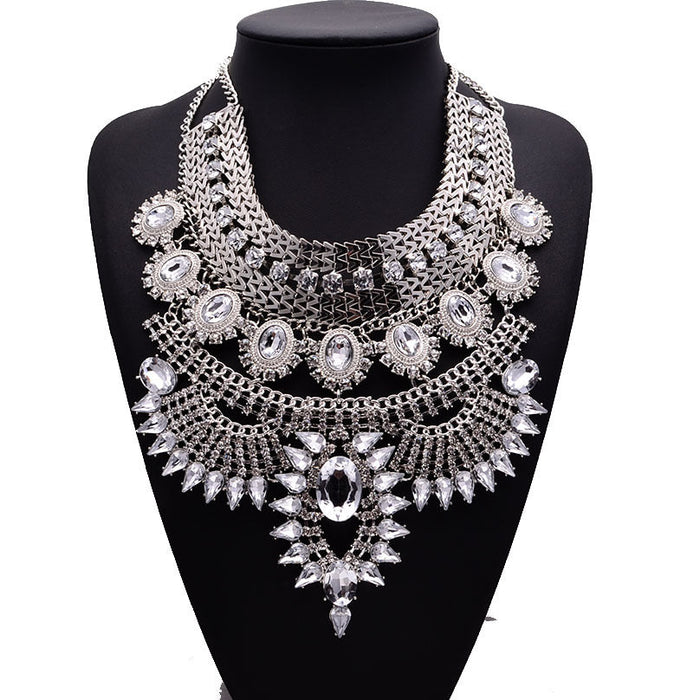 Wholesale crystal alloy necklace JDC-NE-JQ127 NECKLACE 佳琪 silver Wholesale Jewelry JoyasDeChina Joyas De China