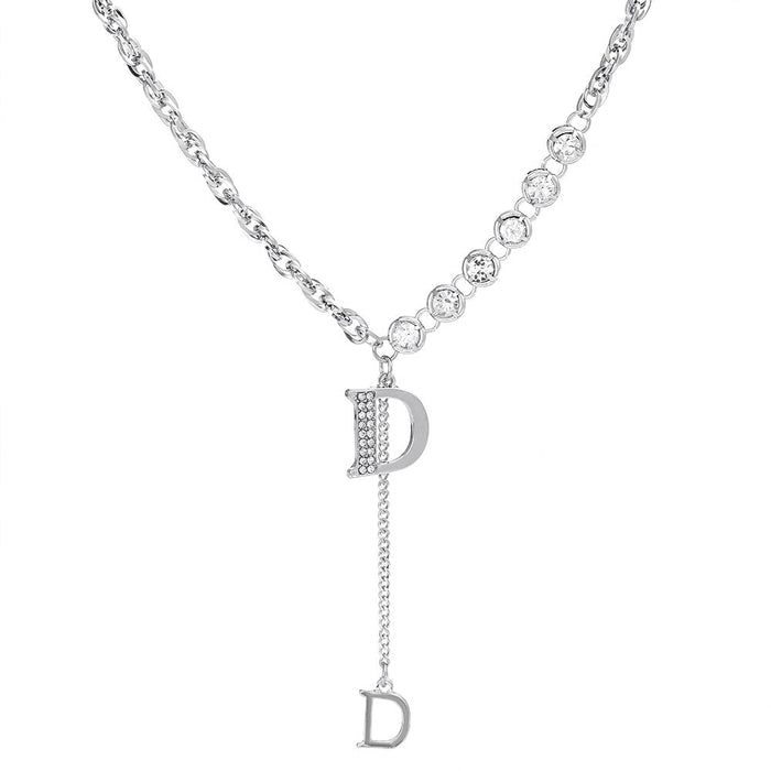 Wholesale crystal butterfly zircon double letter D Necklace JDC-NE-D017 necklaces 晴雯 Wholesale Jewelry JoyasDeChina Joyas De China