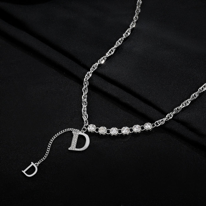 Wholesale crystal butterfly zircon double letter D Necklace JDC-NE-D017 necklaces 晴雯 Wholesale Jewelry JoyasDeChina Joyas De China