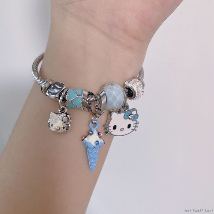 Wholesale crystal cute cat metal bracelet JDC-BT-GSXINY058 bracelet JoyasDeChina Ice cream blue Wholesale Jewelry JoyasDeChina Joyas De China