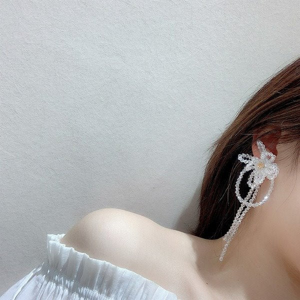Wholesale crystal flower Silver Earrings JDC-ES-BY-056 Earrings 宝钰 Wholesale Jewelry JoyasDeChina Joyas De China