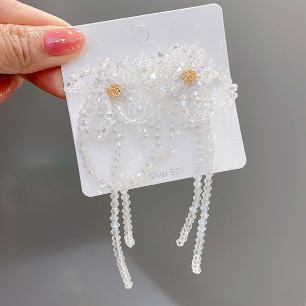 Wholesale crystal flower Silver Earrings JDC-ES-BY-056 Earrings 宝钰 Wholesale Jewelry JoyasDeChina Joyas De China